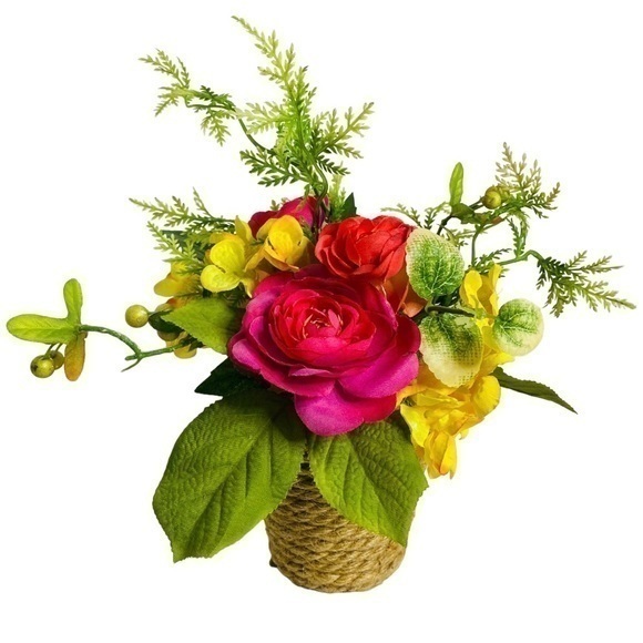 Other - Petite Faux Floral Arrangement in Jute Rope Pot